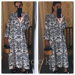 H&M Wide Cut Print Dress Rayon New